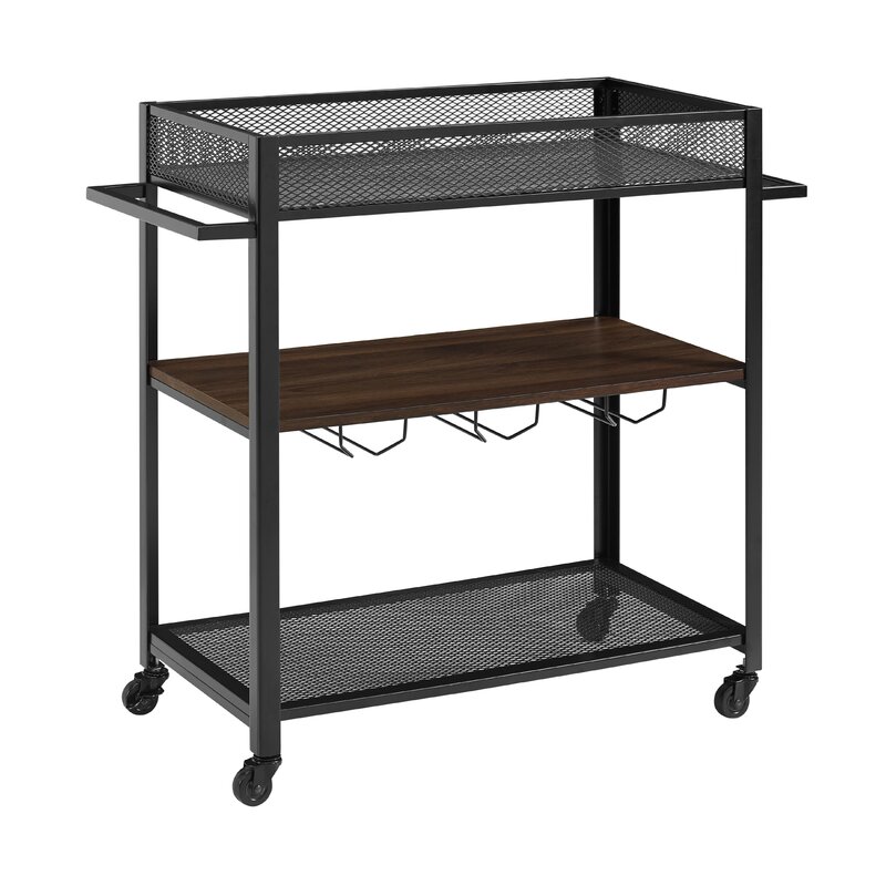 Metal mesh Serving drink home industrial style 3 tiers bar cart