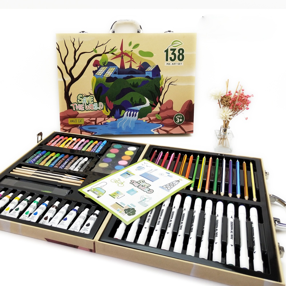 Portable Erasable Drawing Pad drawing suit Stationery Set 138 pcs children gift drawing art set