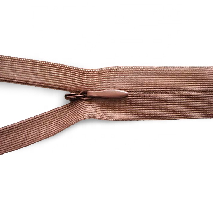 NO.3 colorful invisible Nylon coil zippers 50cm close-end with Zipper Puller metal for dress