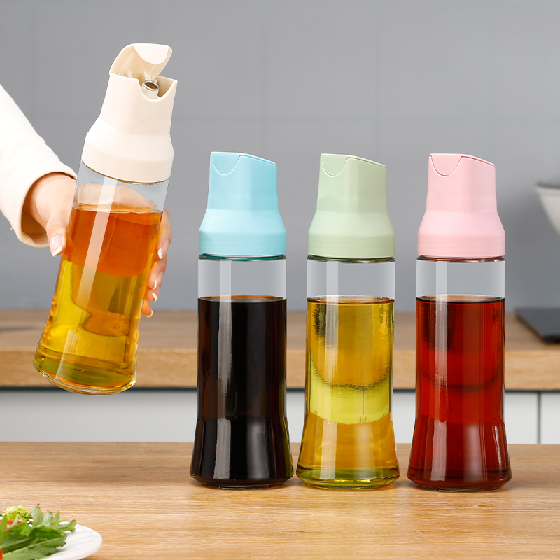 High Quality 500ml Auto Flip Olive Oil Glass Bottle Dispenser For Kitchen Storage Soy Sauce Vinegar Seasoning