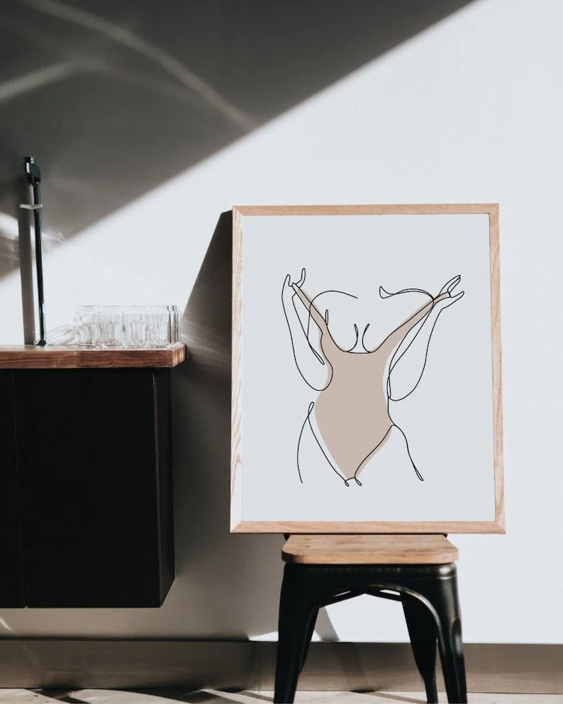 Nude Female Woman line paintings Minimalist Sexy naked silhouette for Home Decor Poster body Print