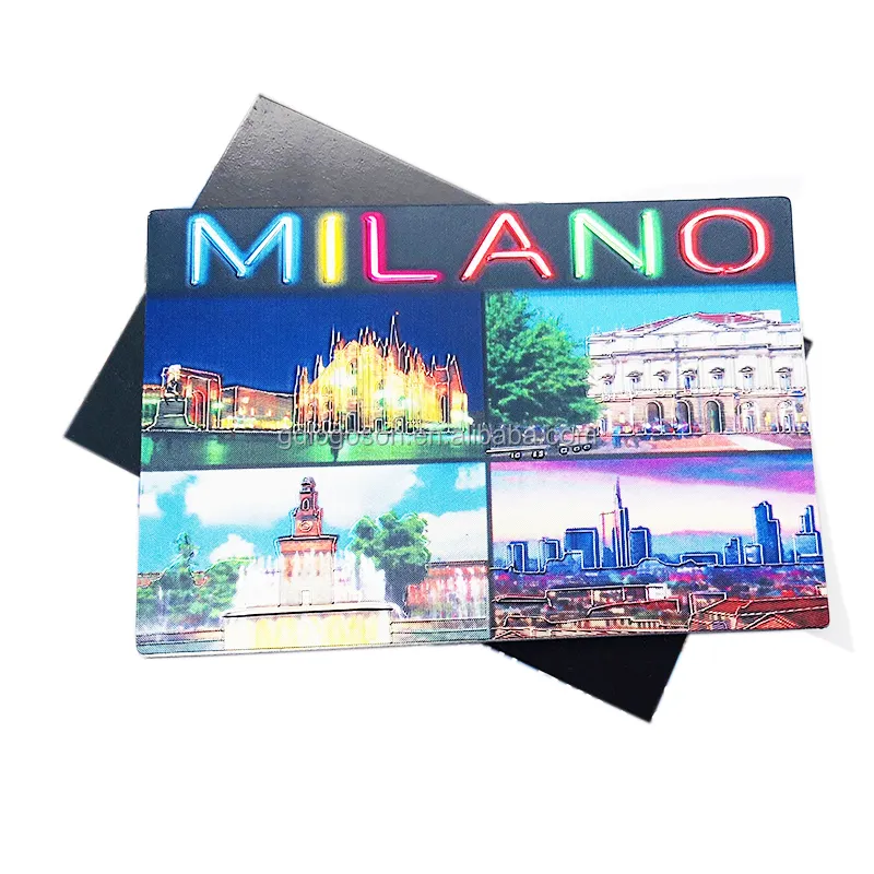 Souvenir City Magnets OEM Fashion City Italy Milan Foil Tin Printed Fridge Magnet Souvenir Gift Milano Magnets