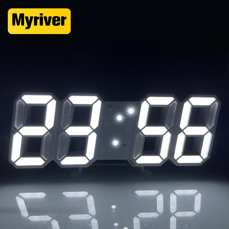 Перезаряжаемый декоративный зеленый светодиодный дисплей Myriver, яркий цифровой стол и настенные часы с автоматической яркостью