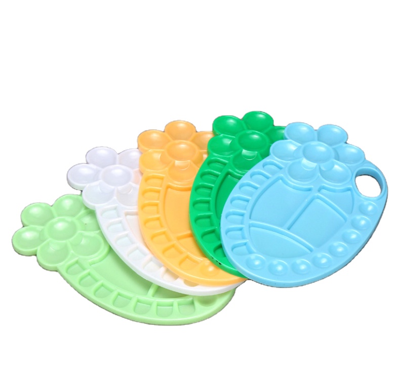 Unique Design Hand Held Flower Shaped Multifunction Palette Watercolor Acrylic Mixing Plastic Palette