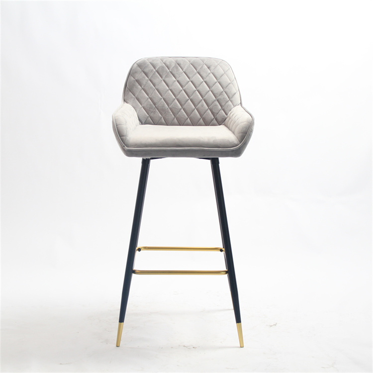 ANJI SHIYI SY 806 Sprayed Gold-Plated Feet Flannel white bar chair velvet bar stool