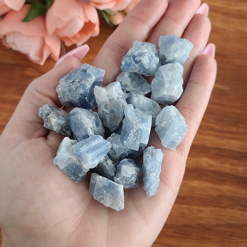 Natural Rough Blue Calcite Chunks Crystal Rough Stone Decorative Crystal