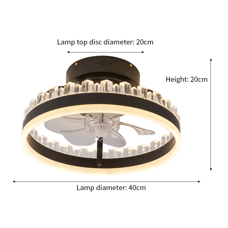 Wholesale modern home crystal column black chandelier with fan