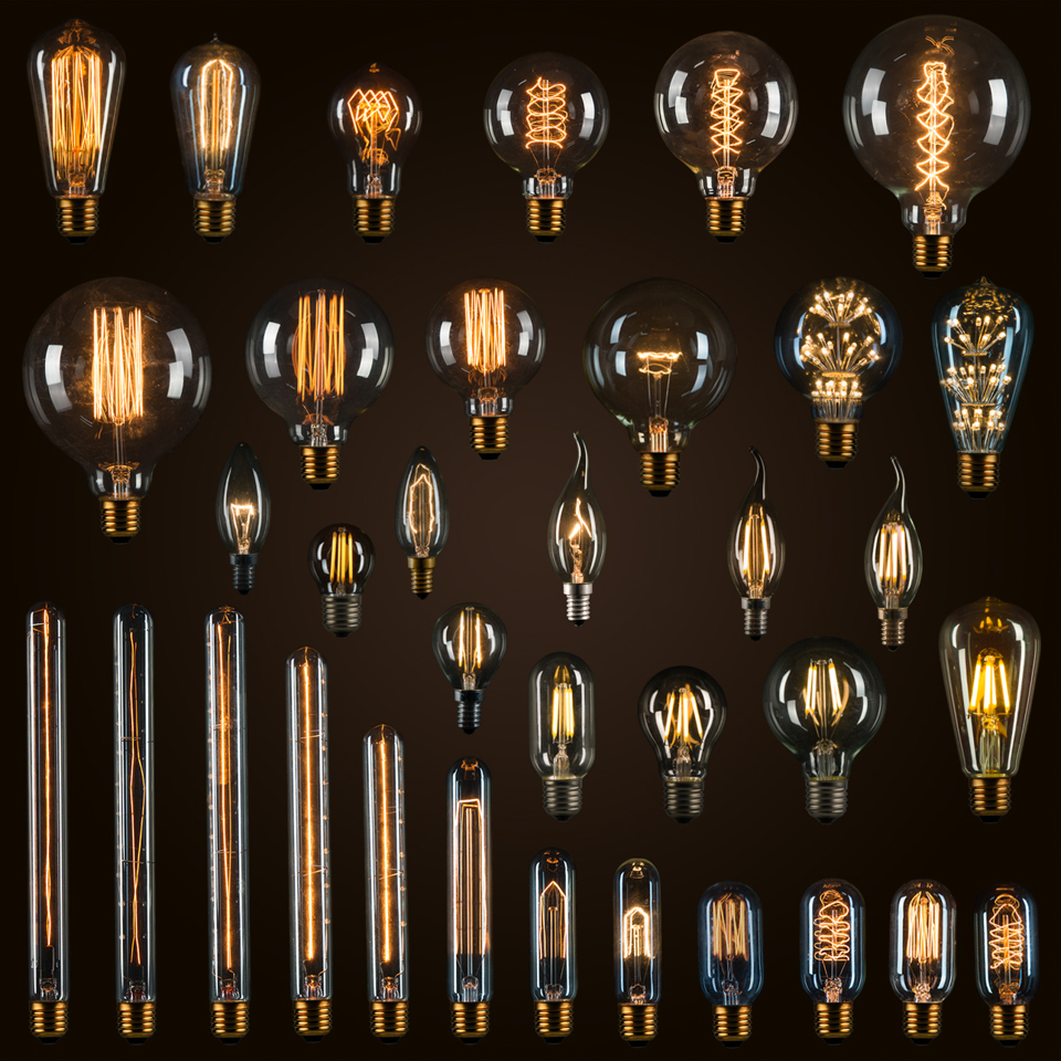 Ретро Винтаж Edison ЛАМПЫ 25 Вт 40 60 лампы накаливания A19 ST64 T30 T45 G80 G125 E26 E27 Винтаж Декоративные накаливания