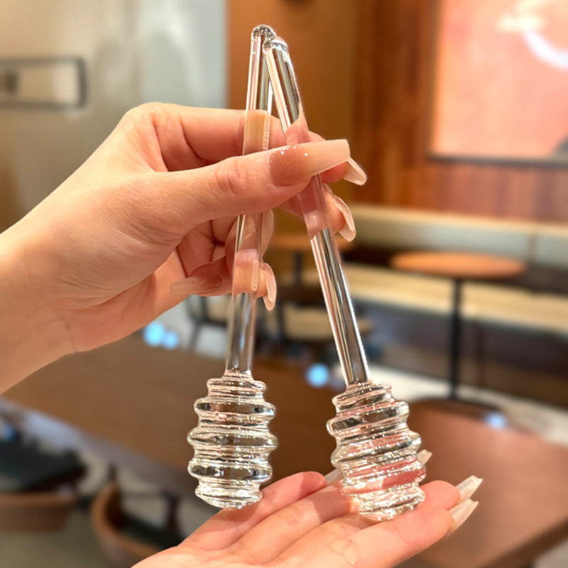 Luxury Ins Kitchen Recyclable 5.9 Inches Clear Mini Jam Honey ExtractorGlass Stirring Mixing Stick Dipper for Gift