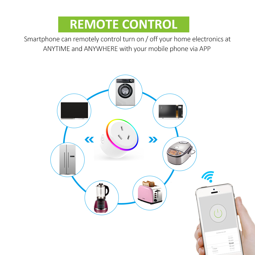 Rgb Colors Change Wifi Socket Ce Certificate App And Alexa Assistant Control Outlet