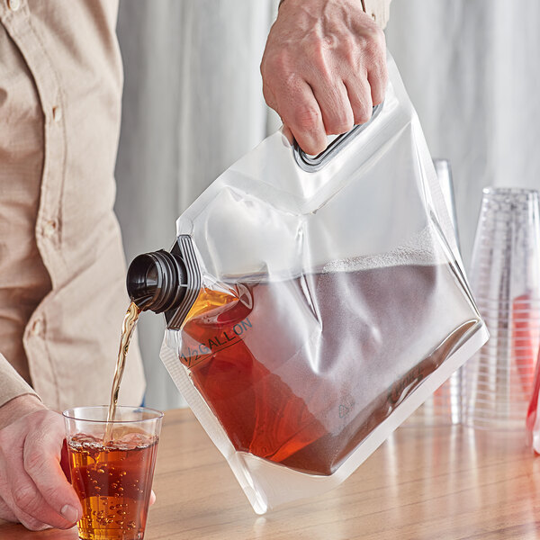 Transparent Strong Leaking Proof Liquid Juice Beer Wine Packaging 1 Gallon 1 Litre Milk Spout Pouch With Plastic Handle