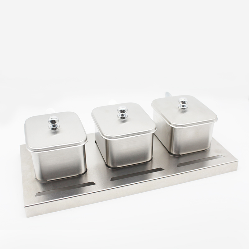 3 pcs set stainless steel seasoning containers sugar bowl with lid and spoon