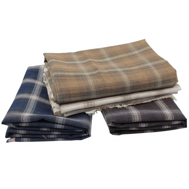 Viscose 60% / linen 30% / nylon 10% Plaid yarn dyed fabric is used for home textile clothing scarves
