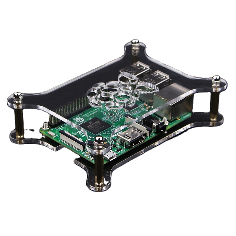 Прозрачный акриловый чехол для Raspberry Pi 4B Plus с логотипом, совместим с Raspberry Pi 4B/3B +/3B/2B