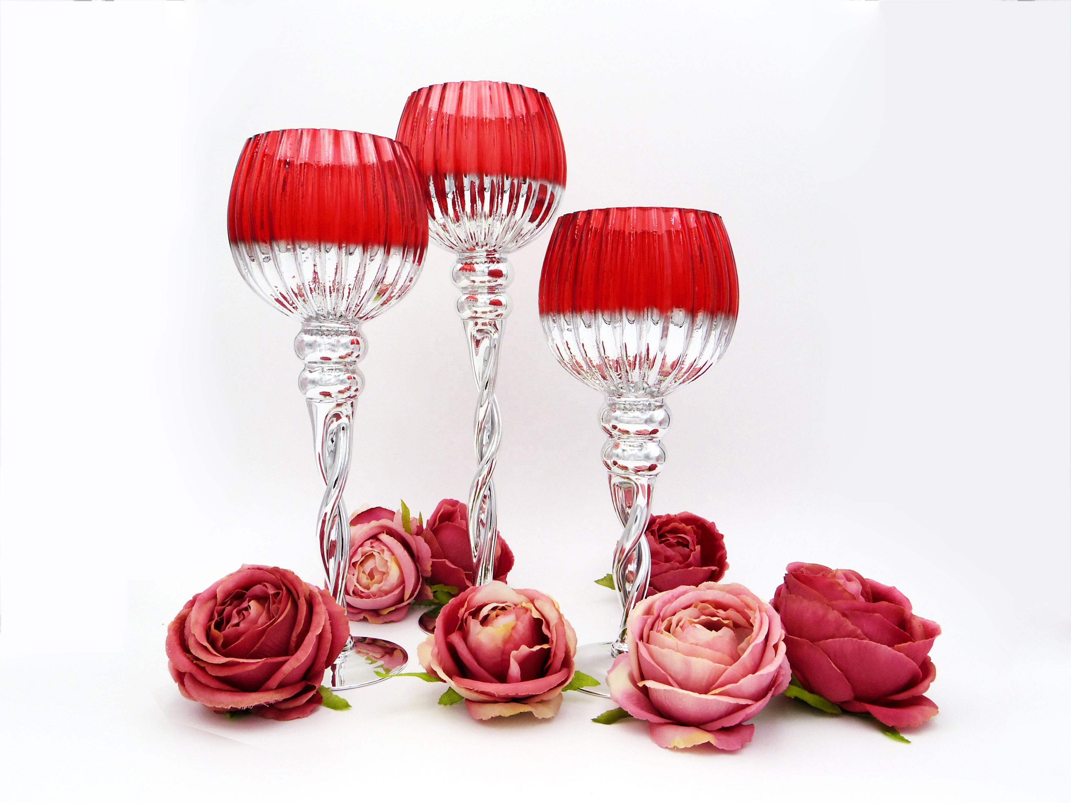 Customized Color Candlestick Holder Bulk Table Glass Big Candlestick Wedding