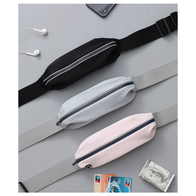 Hot sale light weight Slim expandable waterproof flat women belt bag sport waist bag women running bag