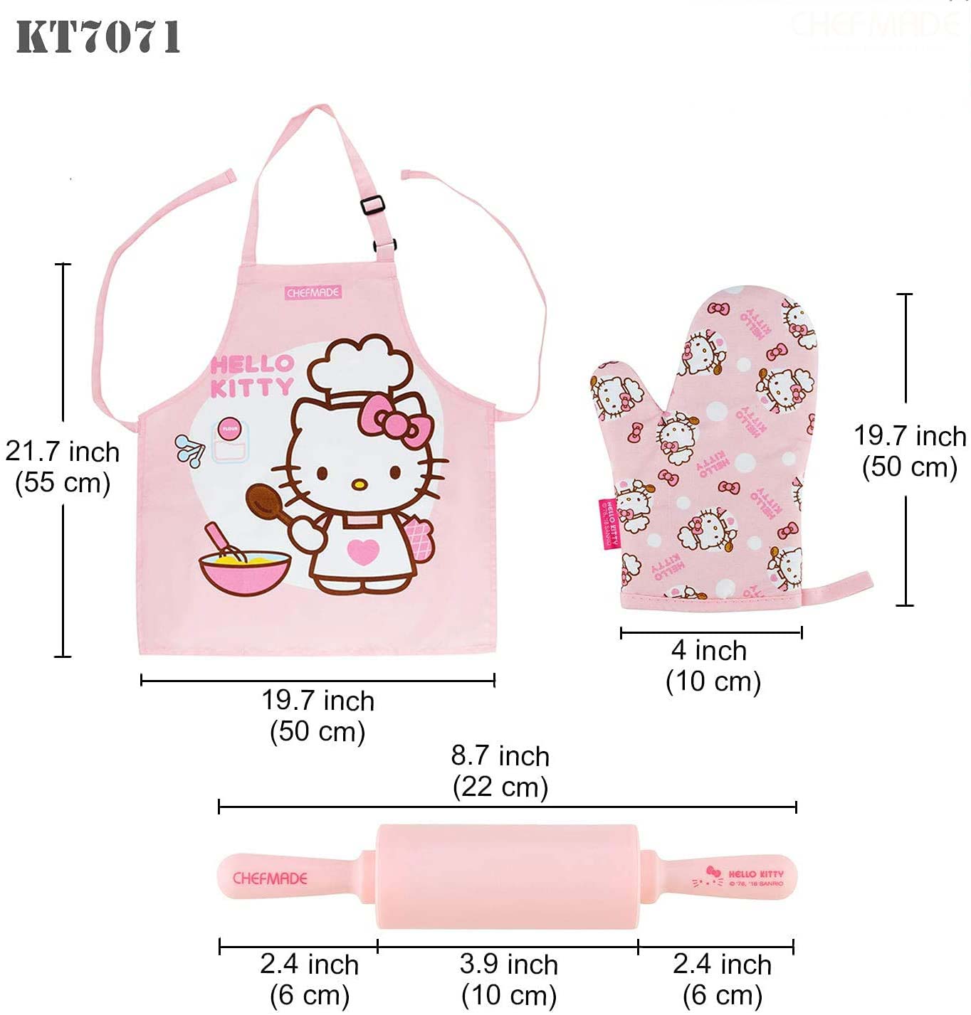 Amazon Hot Pink Food Grade Silicone Kids Baking Set with Apron spatula whisk