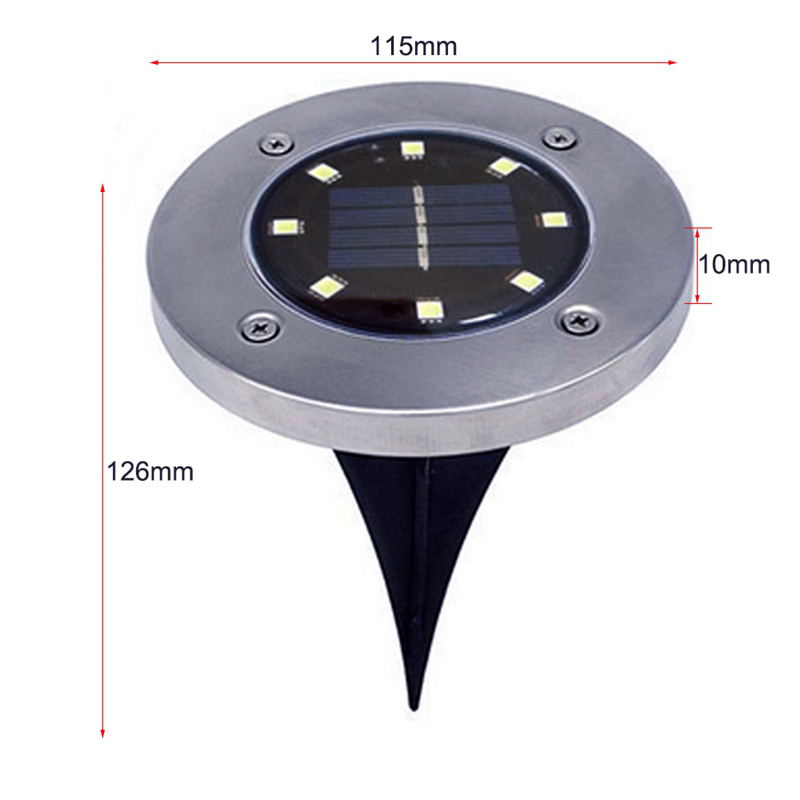 Hot Sale 8LED garden light lawn Patio stainless Steel Led Light Solar Powered Disk Ground Light