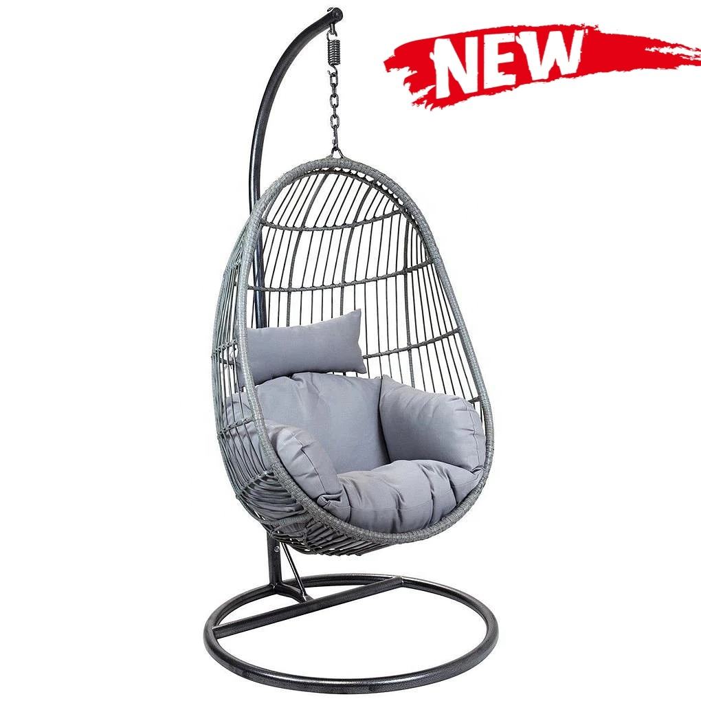 Lifetime Guarantee Collapsible Rattan Hanging Egg Swinging Chair Outdoor Terrace Rope Garden Patio Egg Swing Chair With Stand