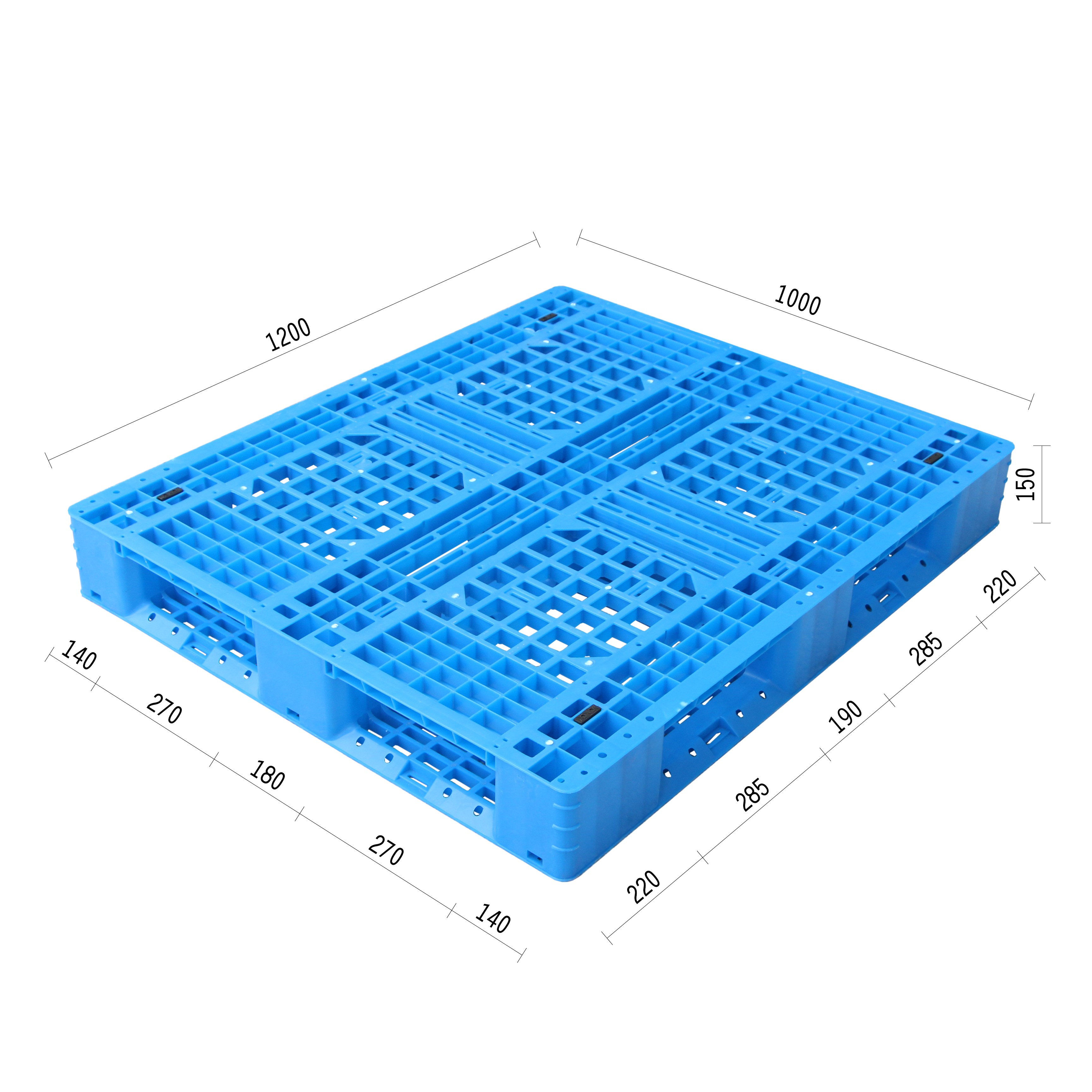 LINKIND 1200x1000x150 мм HDPE шесть бегунов Размер сверхмощный переработанный синий евро Пластиковый поддон для продажи TP-1210WT