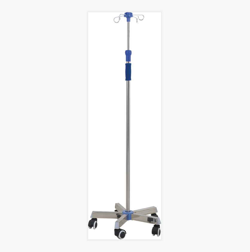 Hospital 5 legs mobile stainless steel infusion/IV pole drip stand