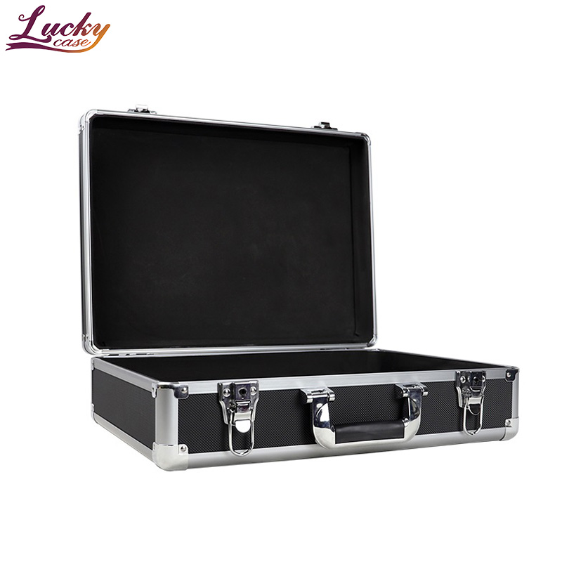 Aluminum Hard Case Foam Black Briefcase Portable Tool Case Aluminum Carrying Case