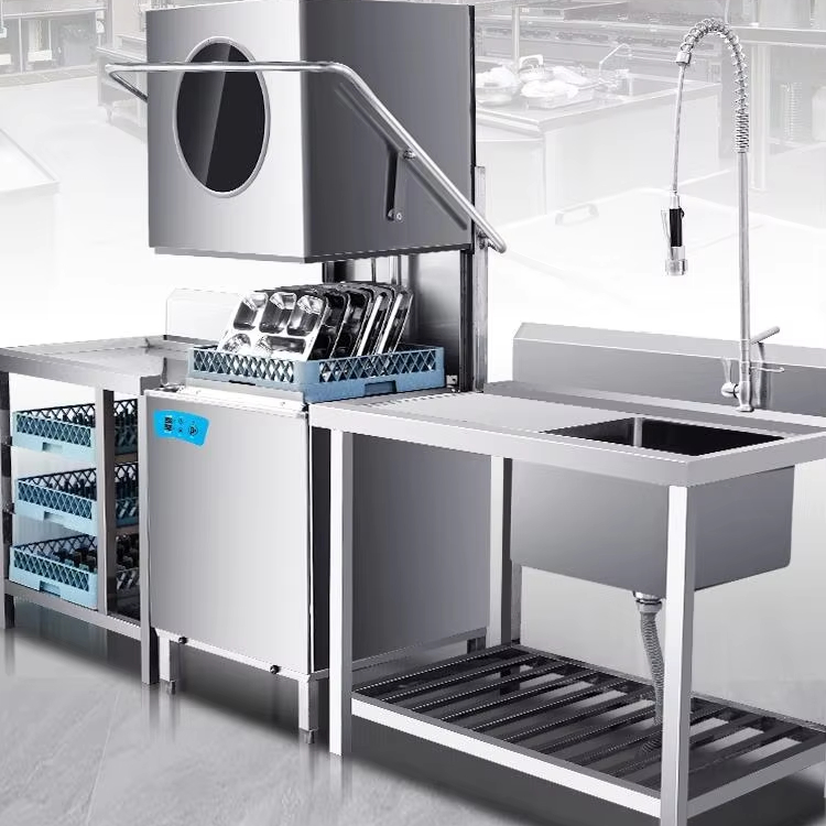 High-Efficient Automatic Hood Type Commercial Dishwasher for Hotels and Restaurants Industrial Laundry Equipment