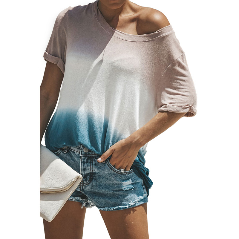 Модные топы для женщин с коротким рукавом Fade Perfect Ombre Top Tee
