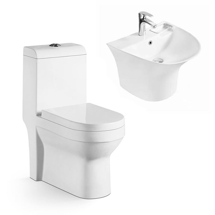 Factory wholesale sanitary ware toilet and basin sink bathroom one piece of flushing toilet cover