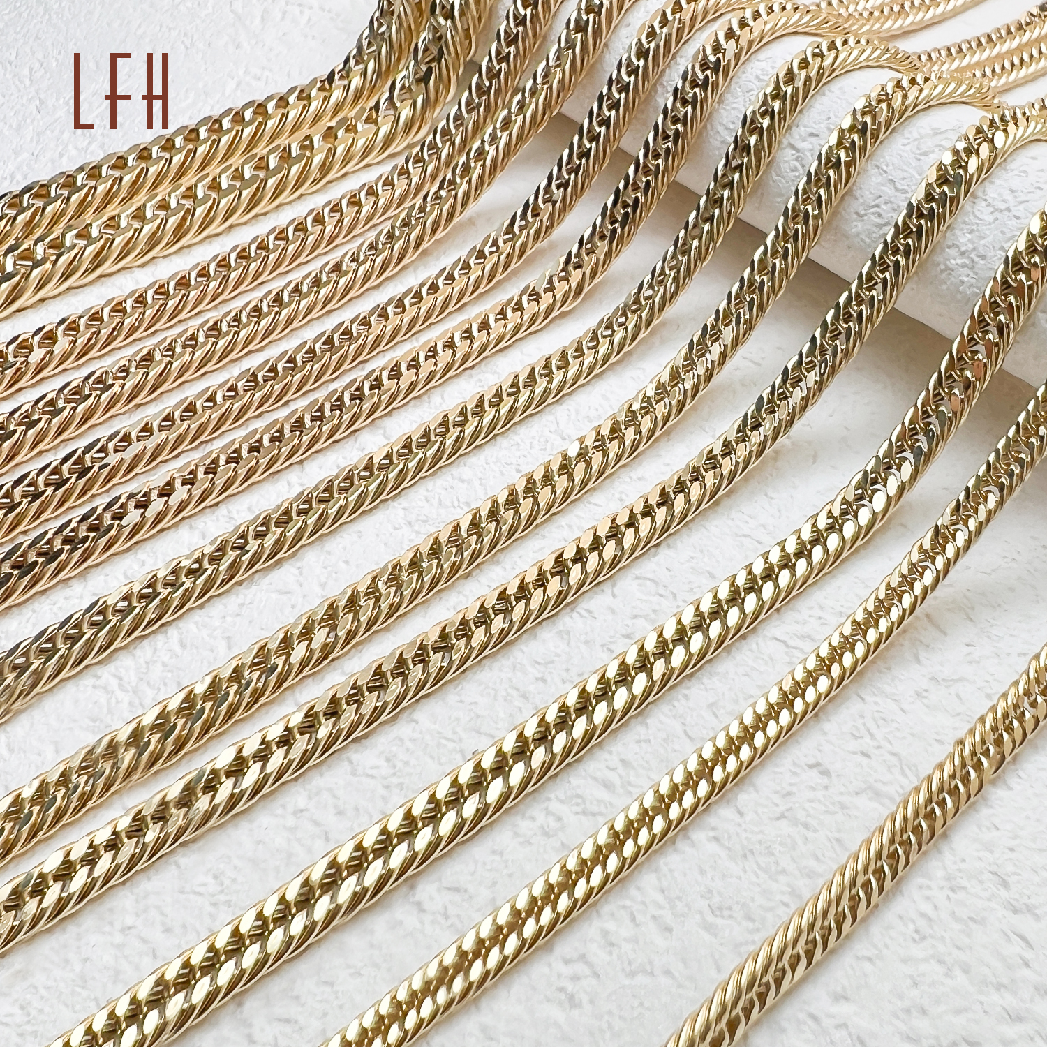 LFH Au750 цепь из кубинской цепи, ювелирные изделия из настоящего золота 18 карат, ювелирные изделия из настоящего золота 18 карат с зажимом