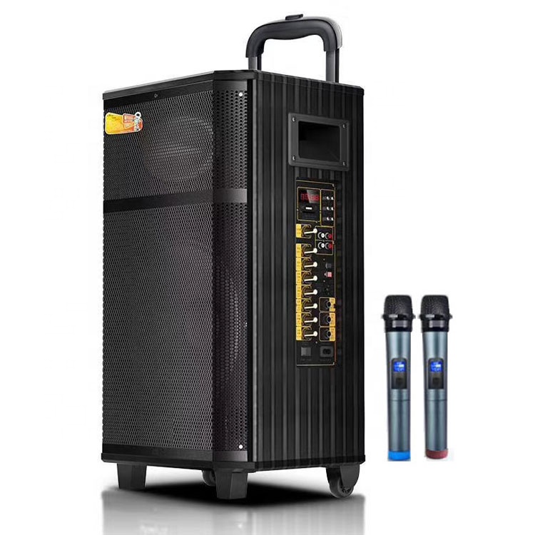 Высокое качество, лучший звук большой мощности 150W 12-дюймовый Деревянный диктор вагонетки наушники-вкладыши TWS с DC 12V аккумуляторная складная открытый аудио наушники с микрофоном