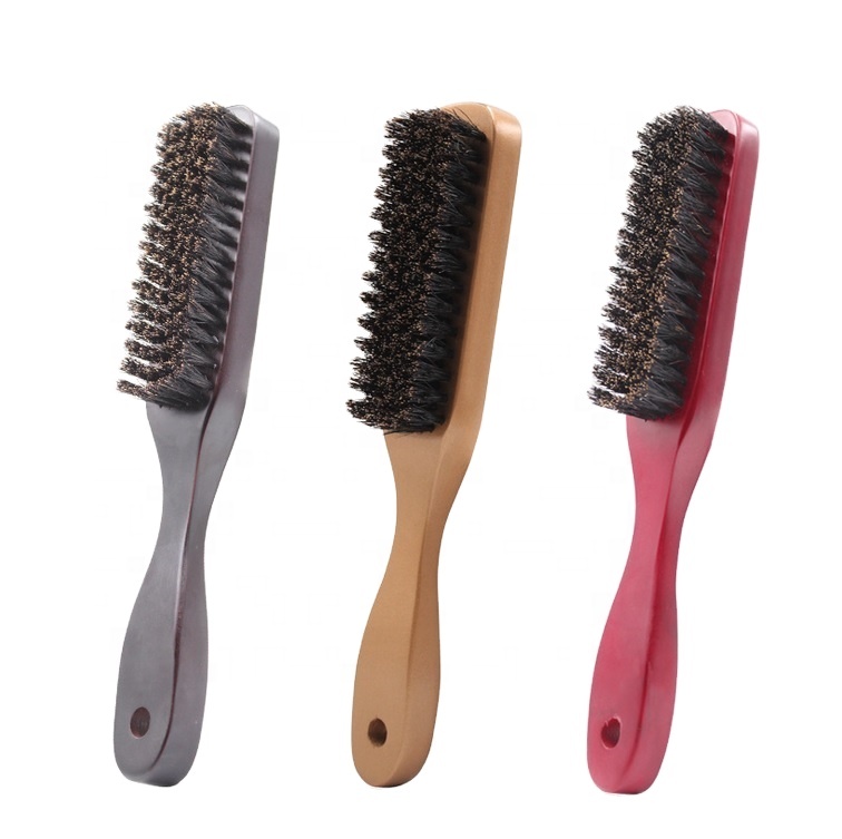 Wooden Handle Mens Boar Bristle Grooming Beard Brush Barber Duster Neck Cleaning Brush Customized Logo beard brush wholesale