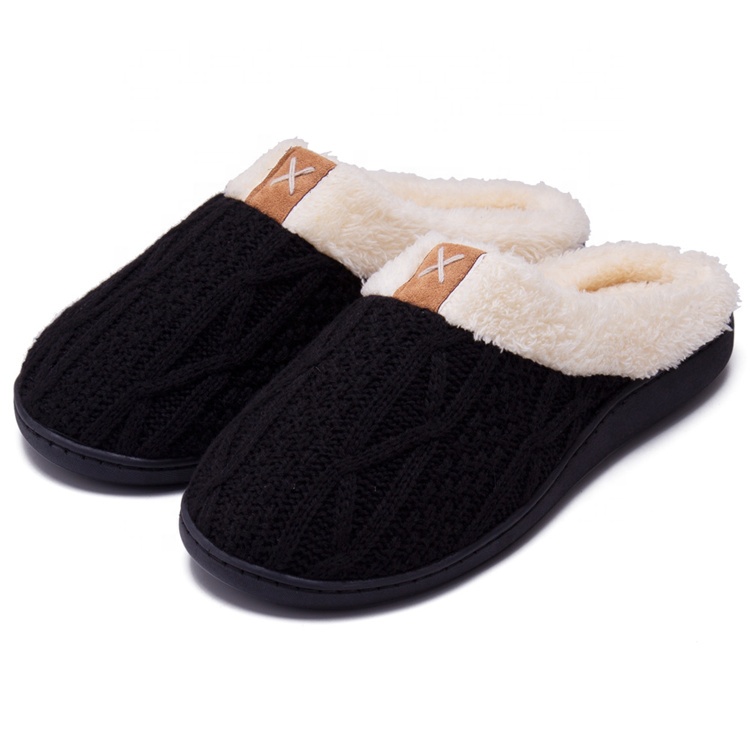 Hot selling Men's comfortable memory sponge slippers wool cashmere lining shoes warm home indoor slippers
