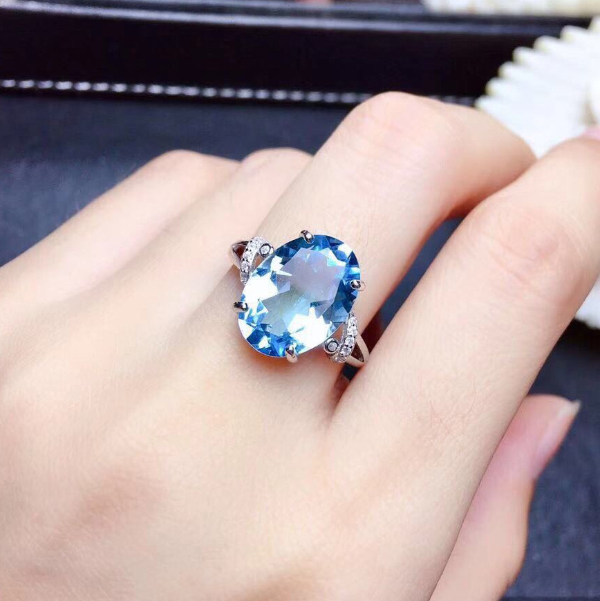 JOINER 2021luxury big blue cz stone rings square tear drop zirconia silver plated jewelry for women wedding engagement