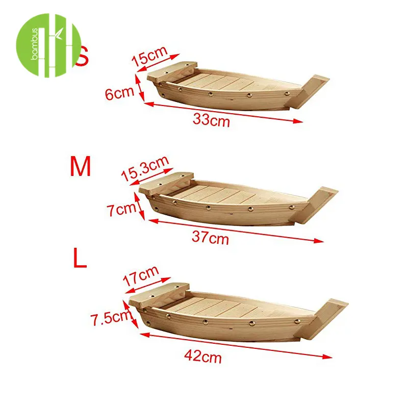 Recyclable 70cm boat shape wood dinnerware on table