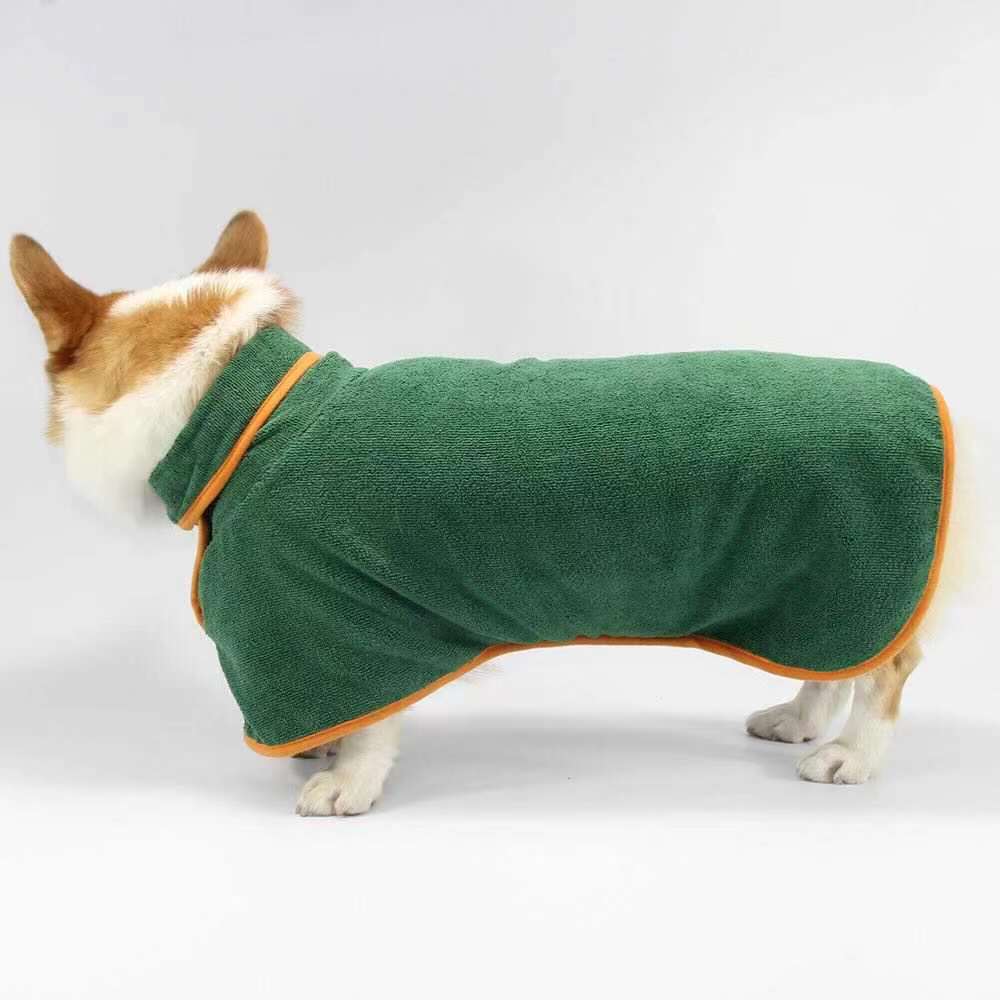 Amazon pet products polyester fiber water absorbent pet bathrobe half high collar pet clothes in stock
