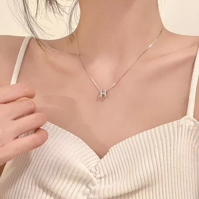 Women's Gold Plating S925 Sterling Silver H Necklace Summer 2020 New Womens Light Weight