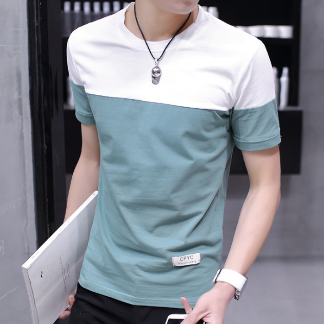 New style man patchwork summer boy tops short sleeve t-shirt