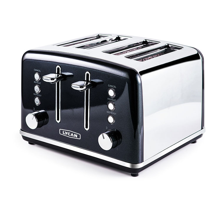 LYCAN Electric Toaster 4 Slice toaster automatic pop up function with CE certification