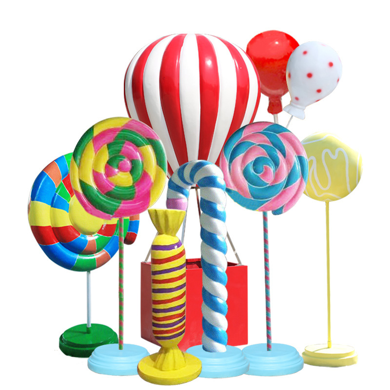 Стекловолокно большой candyland пончик Смола Конфеты парк пончик скульптуры для пекарни магазин Декор