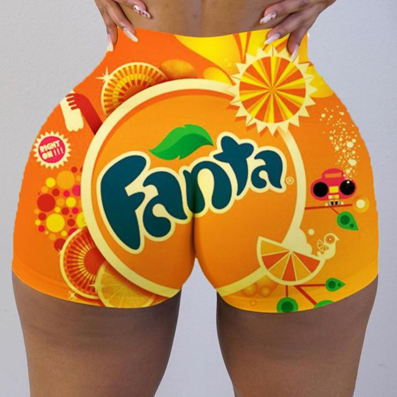 Летняя оптовая продажа на заказ Йога Снэк skittles Сексуальная эластичность Snicker Booty печать для взрослых женщин шорты