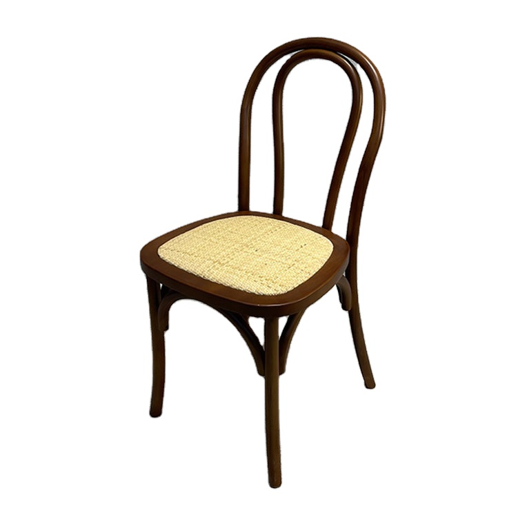 American Retro Backrest Black White Walnut Log Color Solid Wood Living Room Bedroom Desk Rattan Chair
