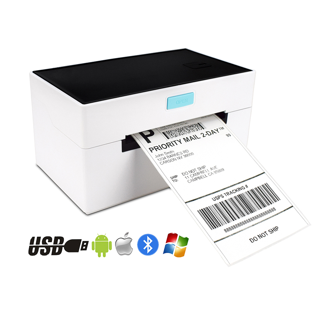 Портативный беспроводной (беспроводной), USB, BT, мобильный совместимый с iOS и Android с приложением термопринтер штрих-кодов 4x6