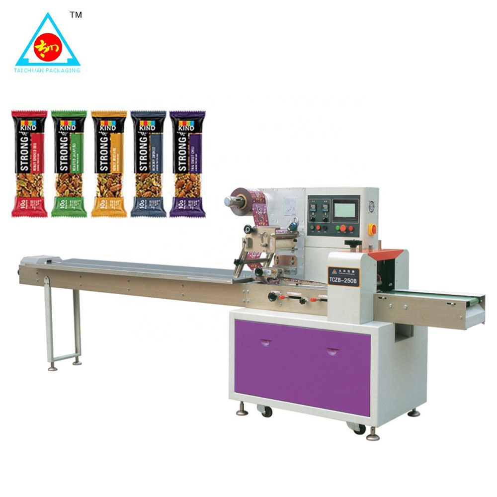 Automatic Feeding Snack Food Coating Biscuit Bar Chocolate Bar Packaging Machine