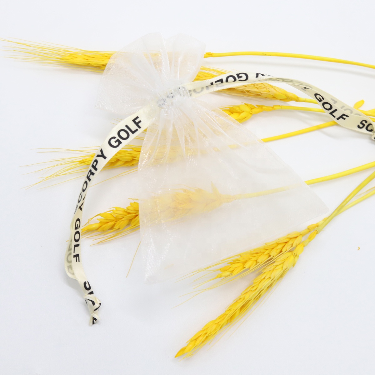 Wholesale Jewelry Drawstring Organza Gift Bags White Ribbon Organza Candy Pouch