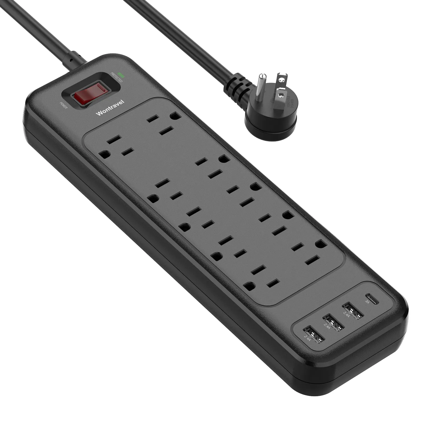 Hot sale USA power strip 10 AC outlet electrical extension board with 3 usb type c output socket