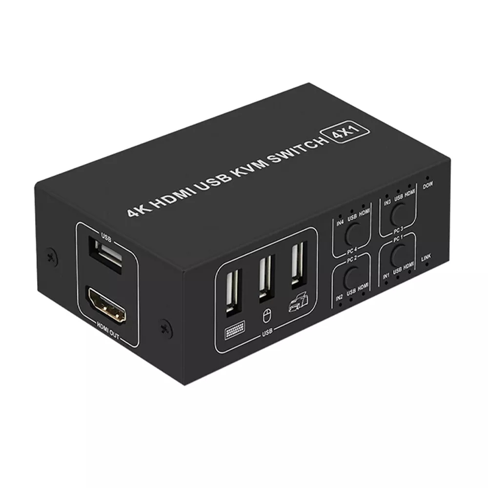 Многофункциональный 4K USB KVM переключатель коробки 4 порта 4K HD-MI USB KVM переключатель Box Поддержка ПК принтер беспроводной клавиатуры и мыши коммутатор