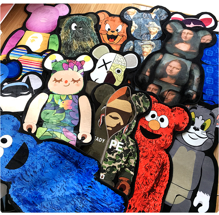 High quality cartoon Modern Designer Branded Floor Hand Tufted Wool Viscose Carpet Rug For Living Room