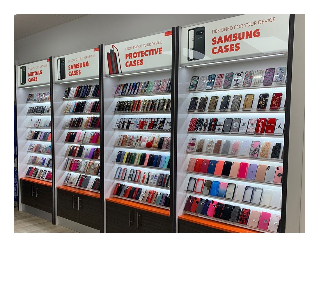Modern Cellphone Repair Store Design Mobile Accessories Display Furniture Showcase Phone Case Display Wall Cabinet
