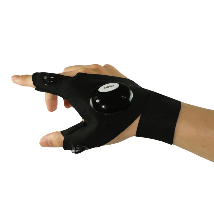 Night Light Waterproof Fishing Gloves with LED Flashlight Rescue Tools Outdoor Gear Cycling Practical Durable Fingerless Gloves
